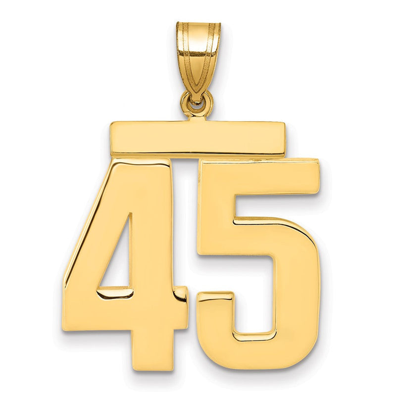 14K Gelbgold Großer Polierter Zahlen-Charm „45