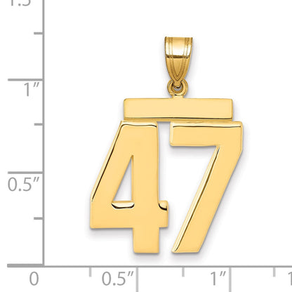 14K Gelbgold Charm große polierte Zahl 47