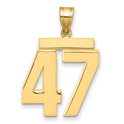 14K Gelbgold Charm große polierte Zahl 47