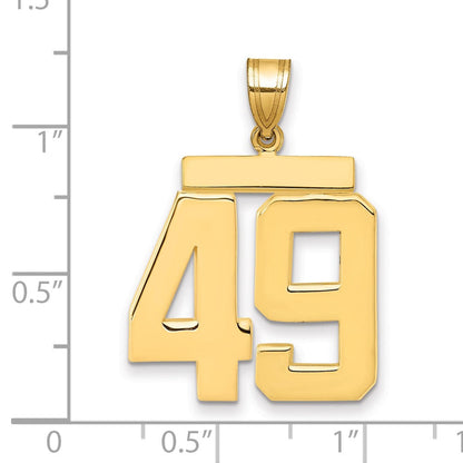 14K Gelbgold großer polierter Zahl-49-Charm