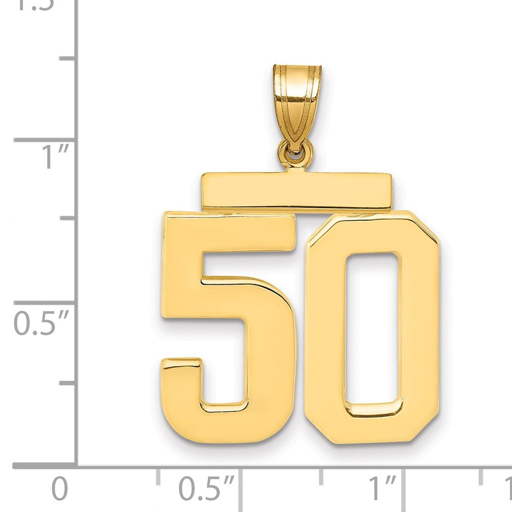 14K Gelbgold Großer Polierter Zahl-50-Charm