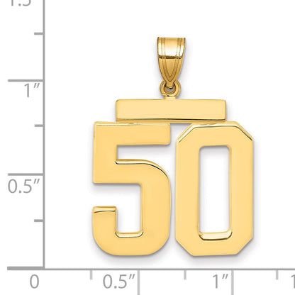 14K Gelbgold Großer Polierter Zahl-50-Charm