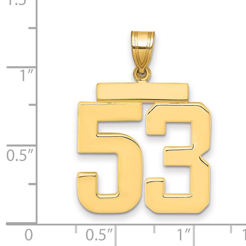 14K Gelbgold Großer Polierter Charm mit Zahl 53