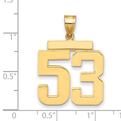 14K Gelbgold Großer Polierter Charm mit Zahl 53