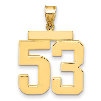 14K Gelbgold Großer Polierter Charm mit Zahl 53