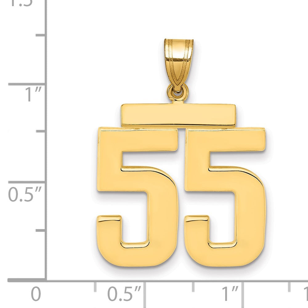 14K Gelbgold Großer Polierter Zahl-55-Charm