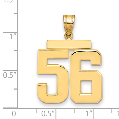 14K Gelbgold großer polierter Charm „Zahl 56“