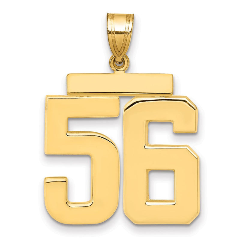 14K Gelbgold großer polierter Charm „Zahl 56“