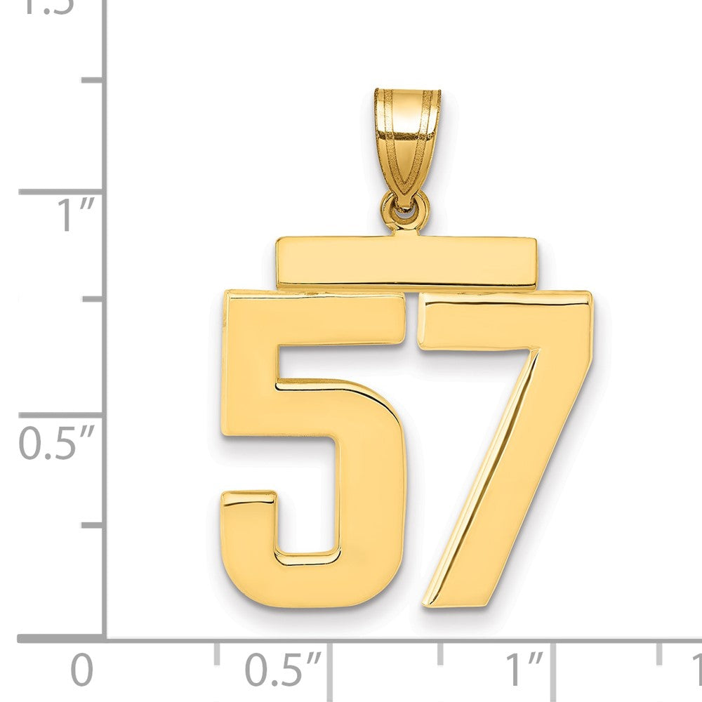 Großer polierter Charm „Zahl 57" aus 14K Gelbgold