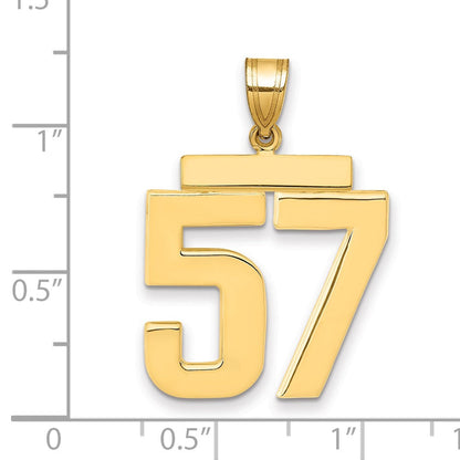 Großer polierter Charm „Zahl 57" aus 14K Gelbgold