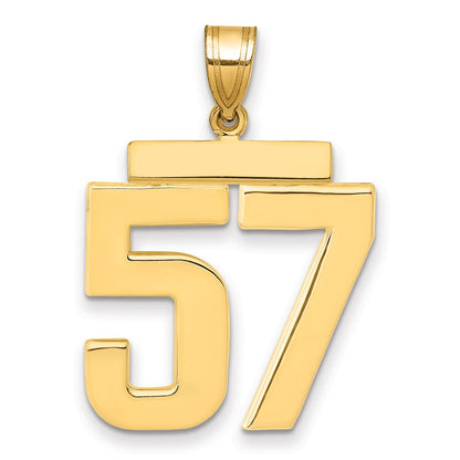 Großer polierter Charm „Zahl 57" aus 14K Gelbgold