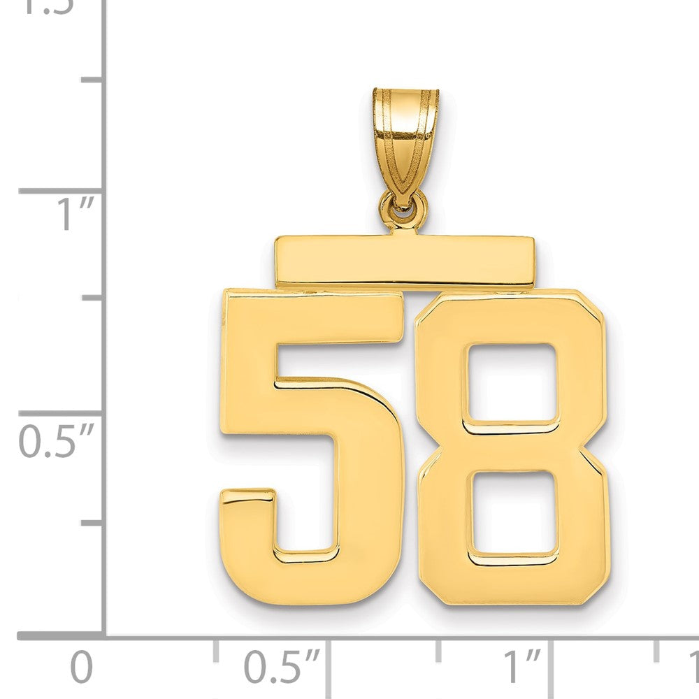 585 Gelbgold großer polierter Charm „Zahl 58“