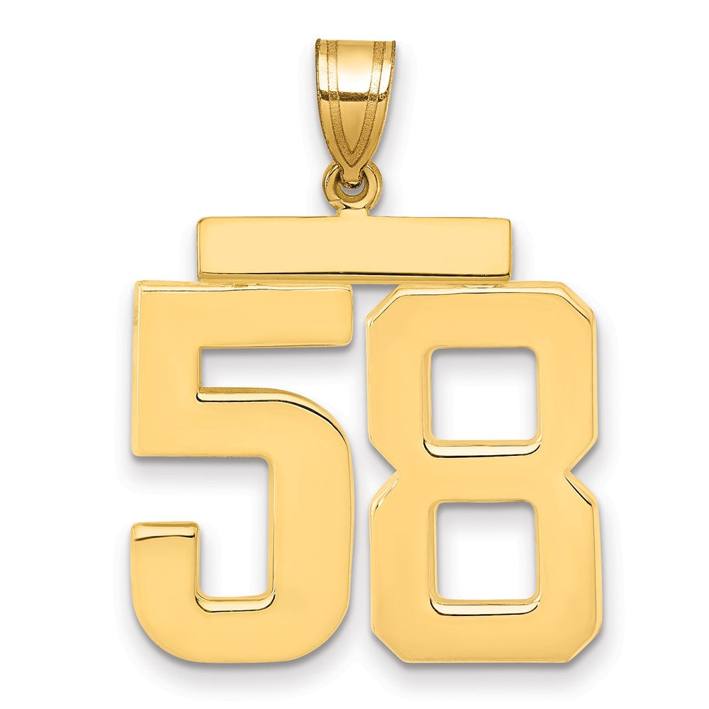 585 Gelbgold großer polierter Charm „Zahl 58“