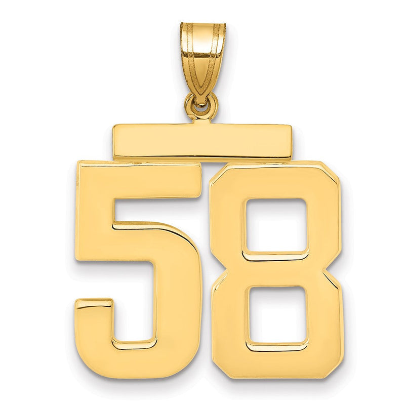 585 Gelbgold großer polierter Charm „Zahl 58“