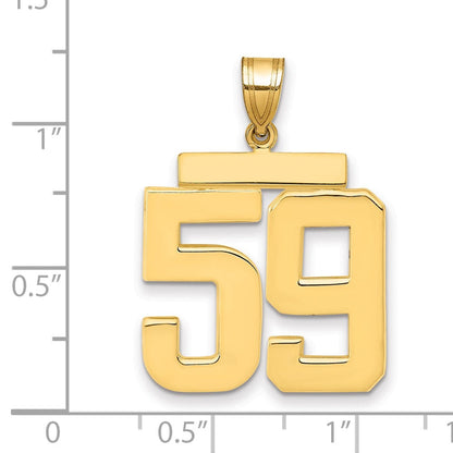 585 Gelbgold Großer Polierter Zahlen-Charm "59