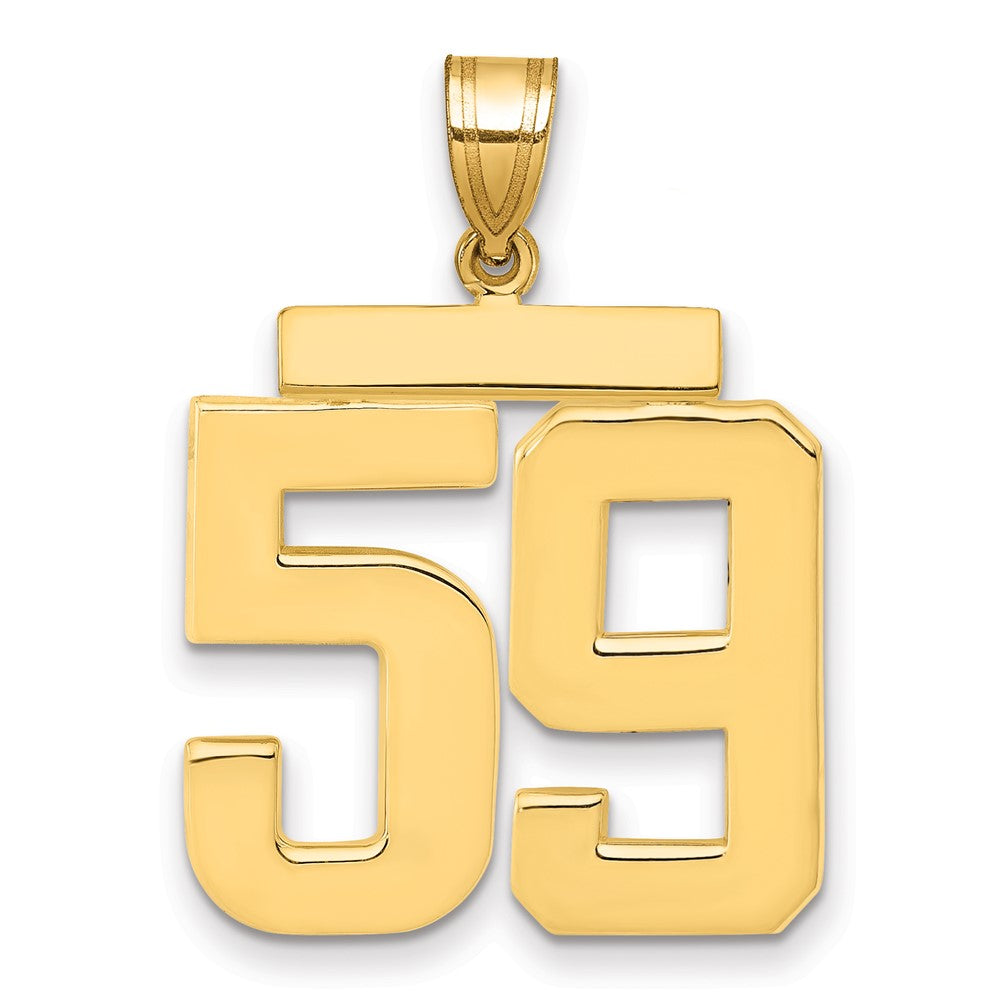 585 Gelbgold Großer Polierter Zahlen-Charm "59