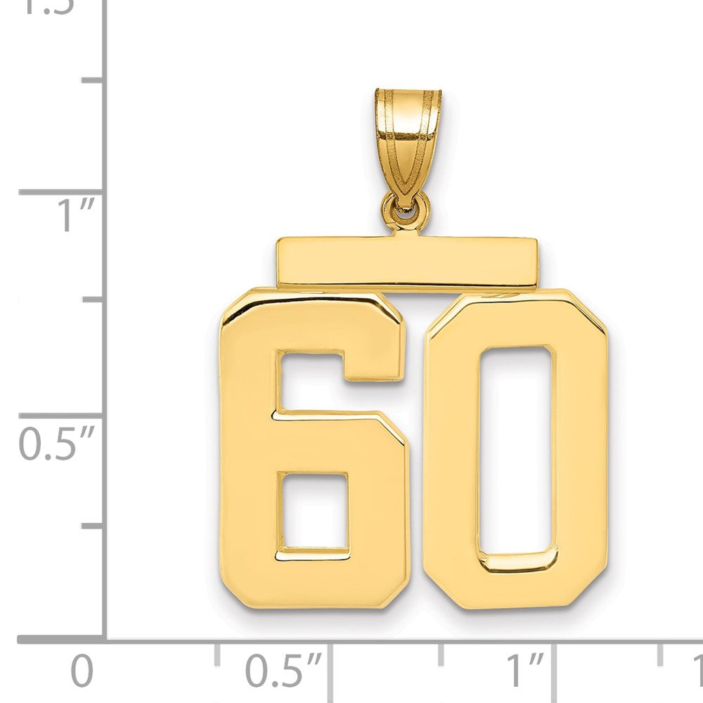 14K Gelbgold Großer Polierter Charm mit Zahl 60
