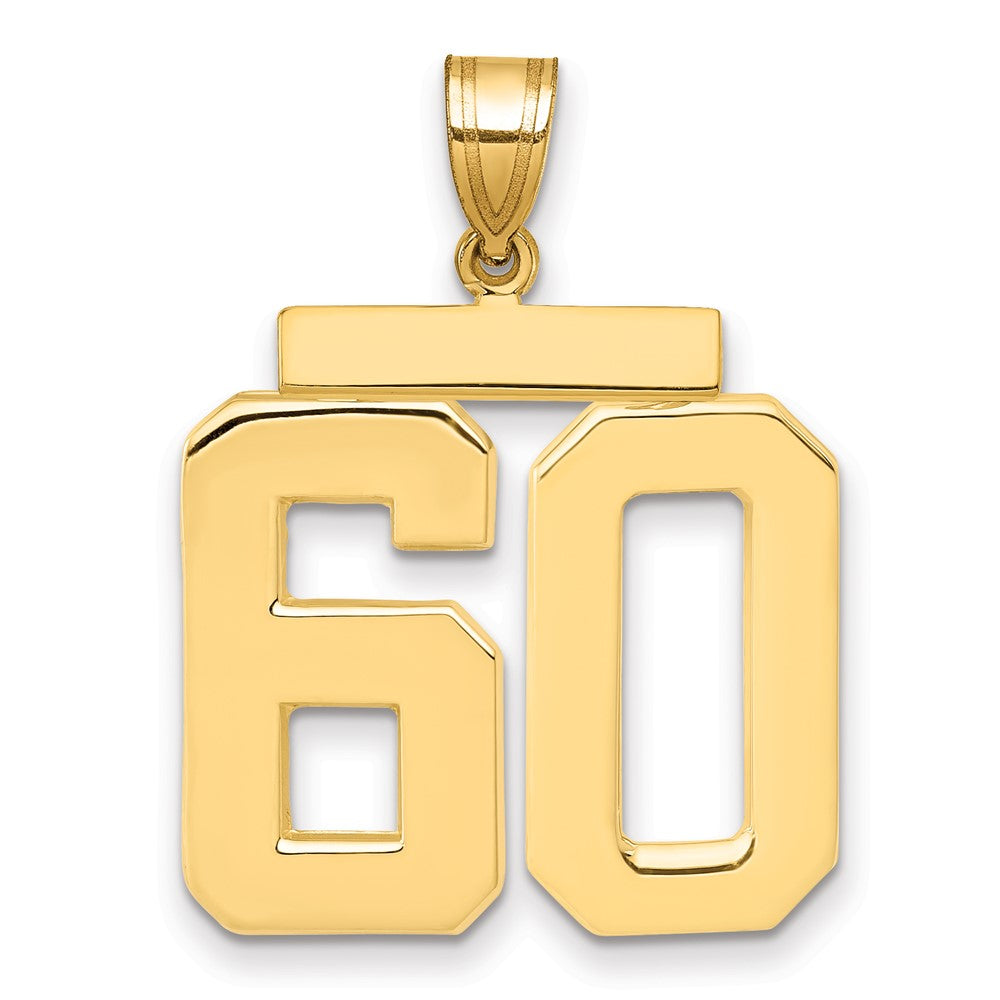 14K Gelbgold Großer Polierter Charm mit Zahl 60