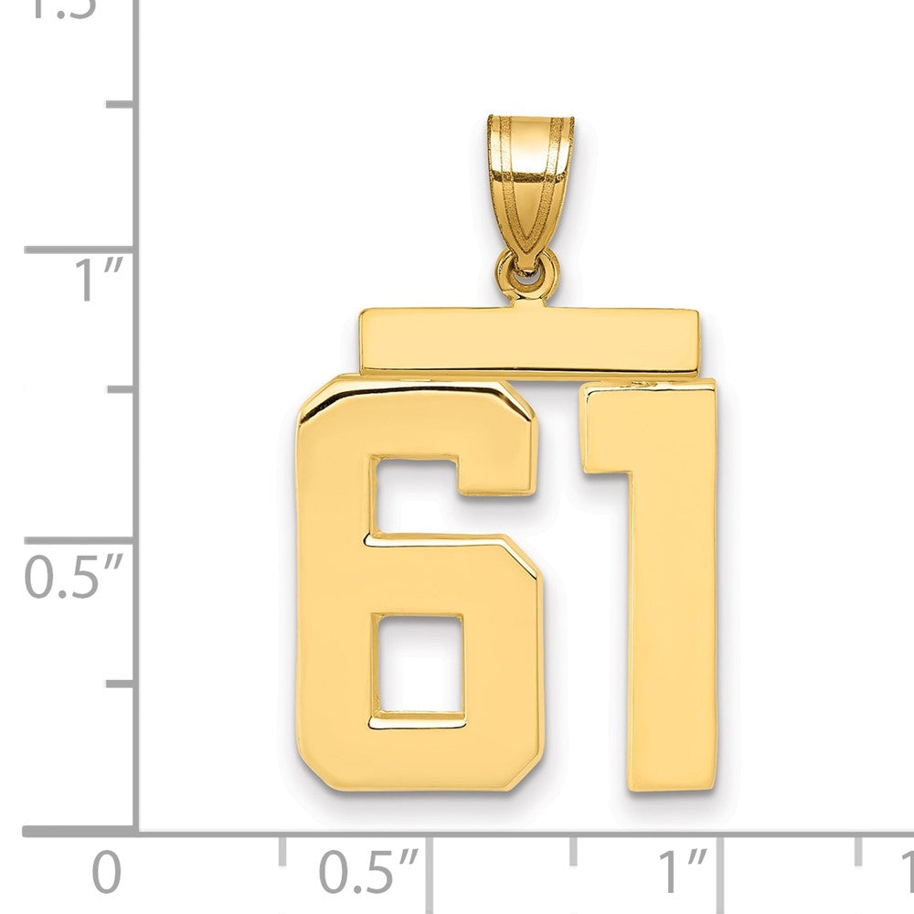 14K Gelbgold großer polierter Zahl-61-Charm
