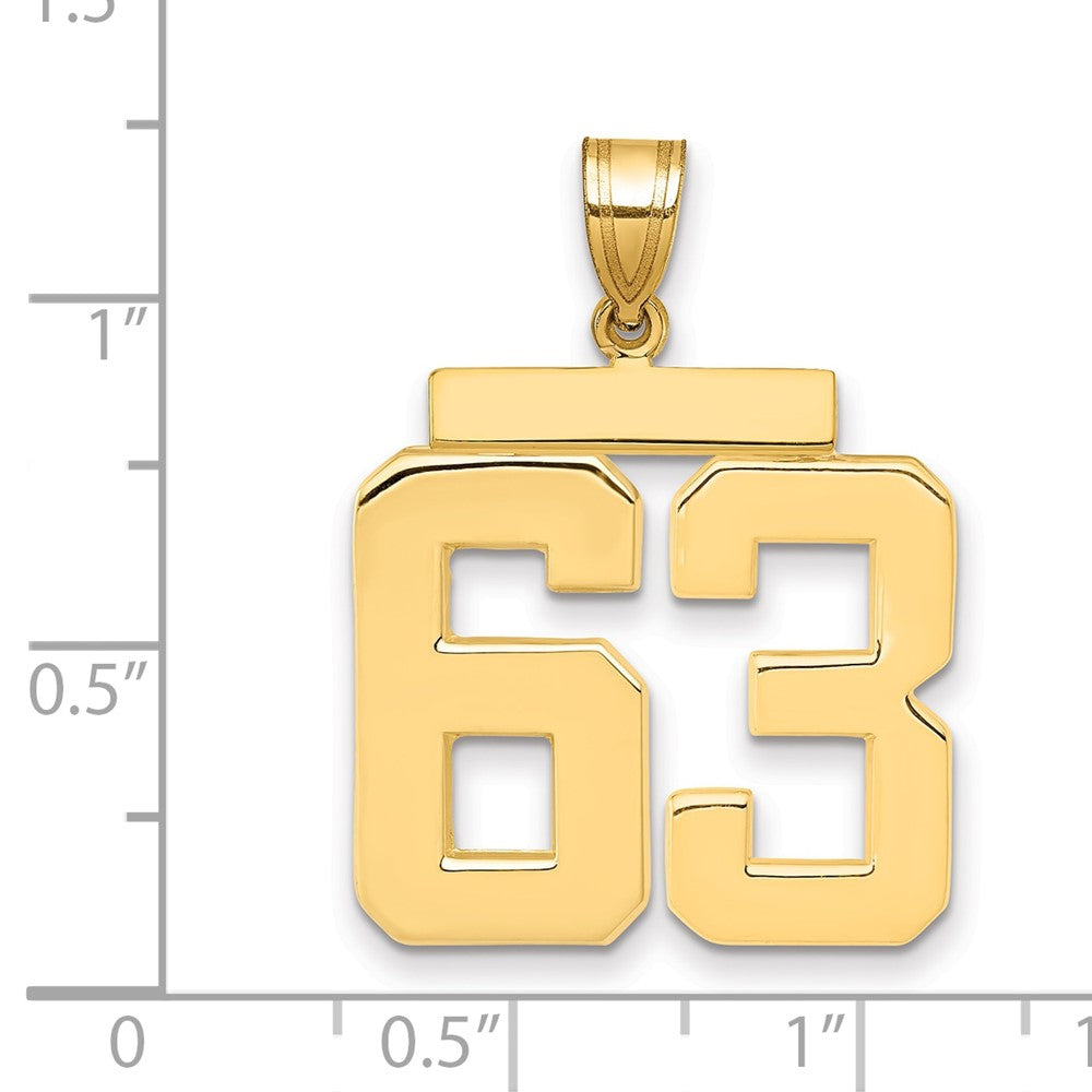 14K Gelbgold Großer Polierter Zahl-63-Charm