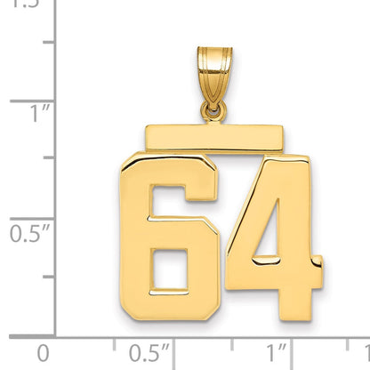 14K Gelbgold großer polierter Zahl-64-Charm