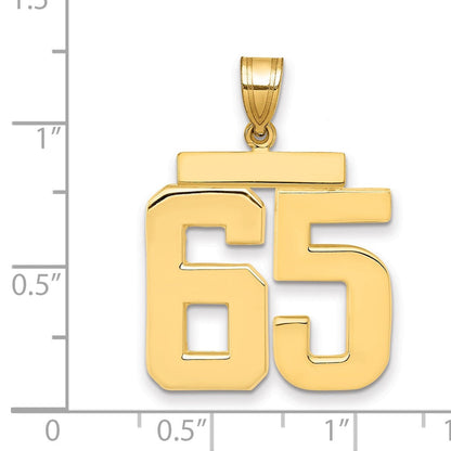 14K Gelbgold Großer Polierter Zahl-65-Charm