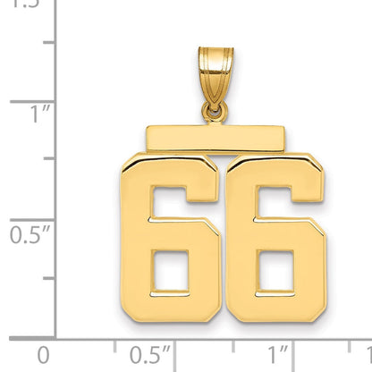 14K Gelbgold Großer Polierter Charm mit Zahl 66