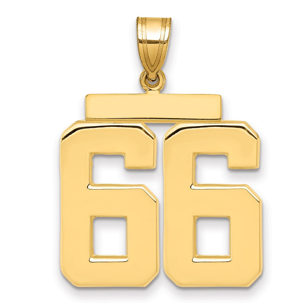 14K Gelbgold Großer Polierter Charm mit Zahl 66