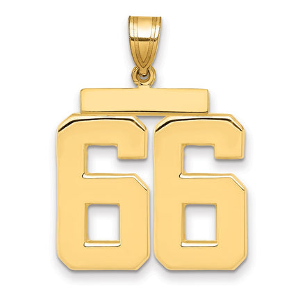 14K Gelbgold Großer Polierter Charm mit Zahl 66