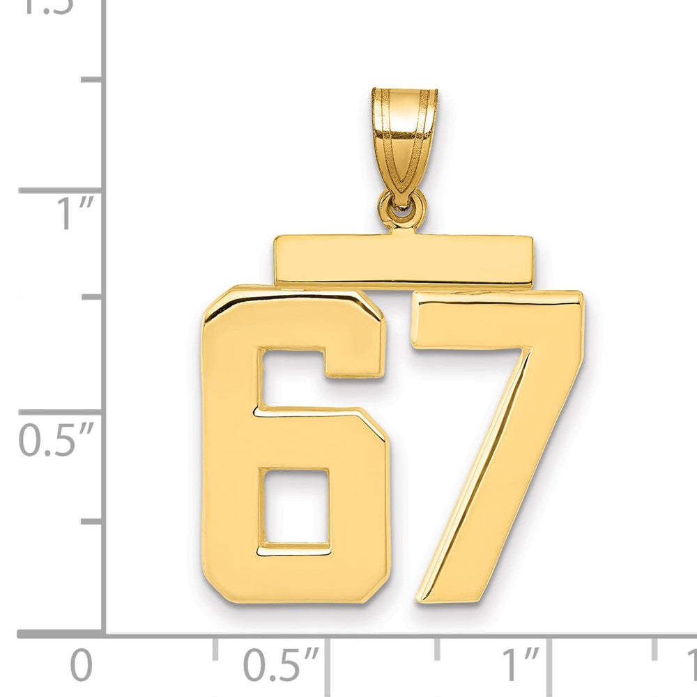 14K Gelbgold Großer Polierter Zahl-67-Charm