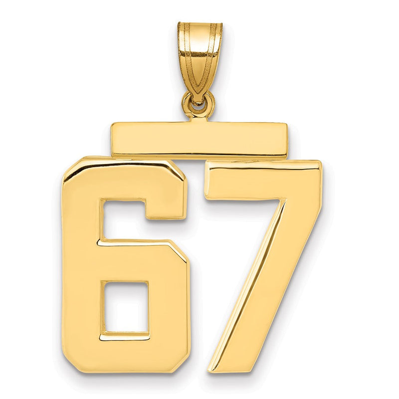 14K Gelbgold Großer Polierter Zahl-67-Charm