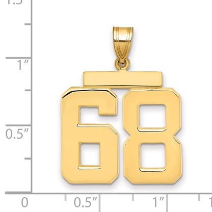 14K Gelbgold Großer Polierter Zahl-68-Charm