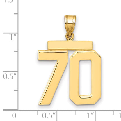 14K Gelbgold Großer Polierter Zahl-70-Charm