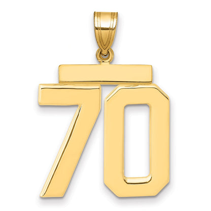14K Gelbgold Großer Polierter Zahl-70-Charm