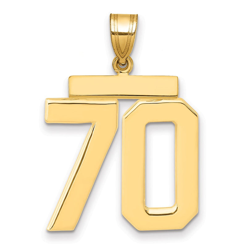 14K Gelbgold Großer Polierter Zahl-70-Charm