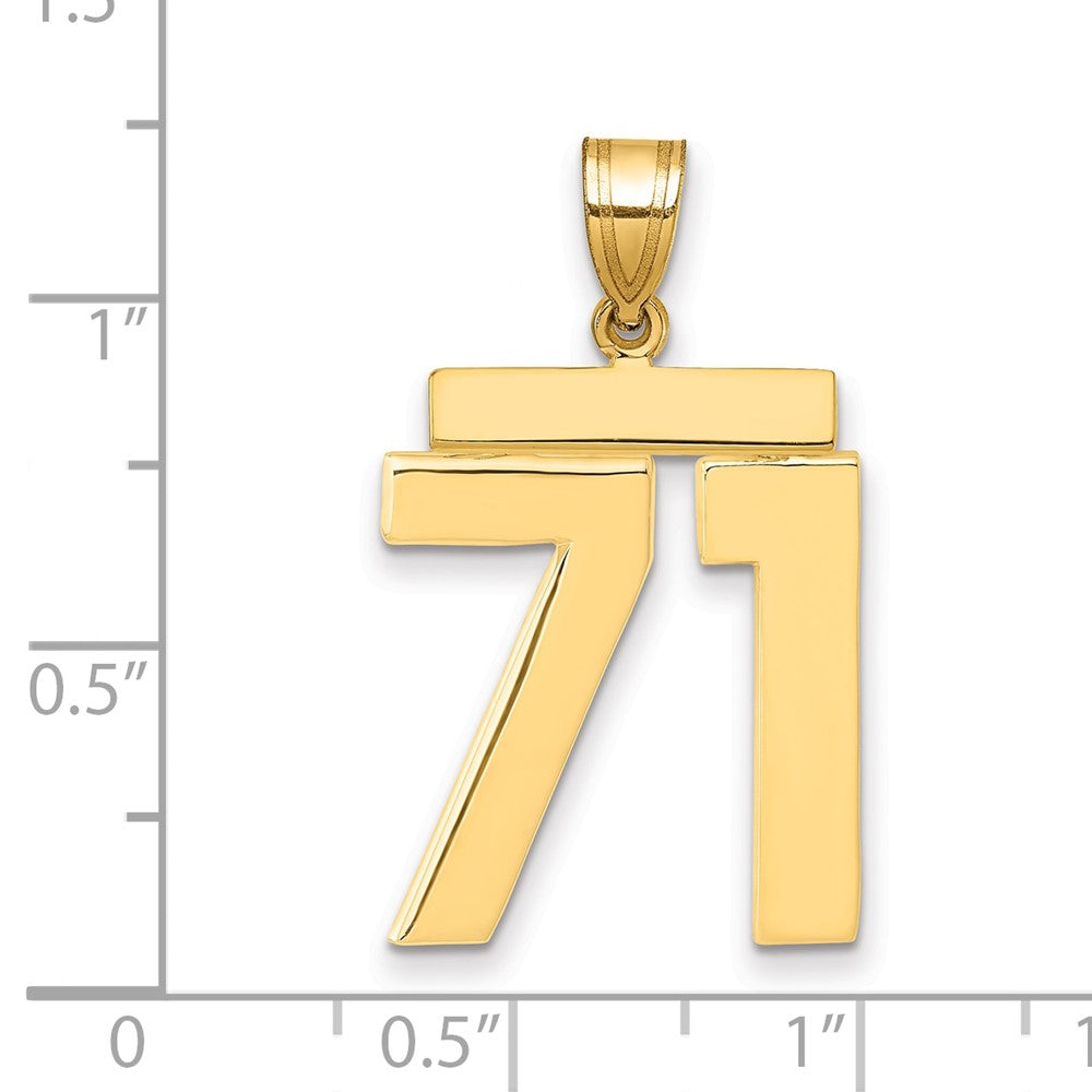 14K Gelbgold Charm „Zahl 71“, groß, poliert