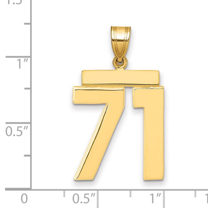 14K Gelbgold Charm „Zahl 71“, groß, poliert