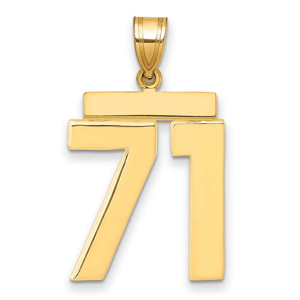 14K Gelbgold Charm „Zahl 71“, groß, poliert