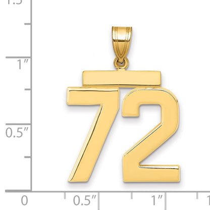 14K Gelbgold großer polierter Charm „Zahl 72“