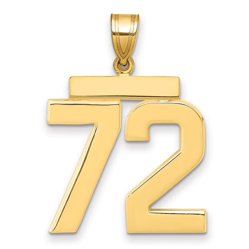 14K Gelbgold großer polierter Charm „Zahl 72“