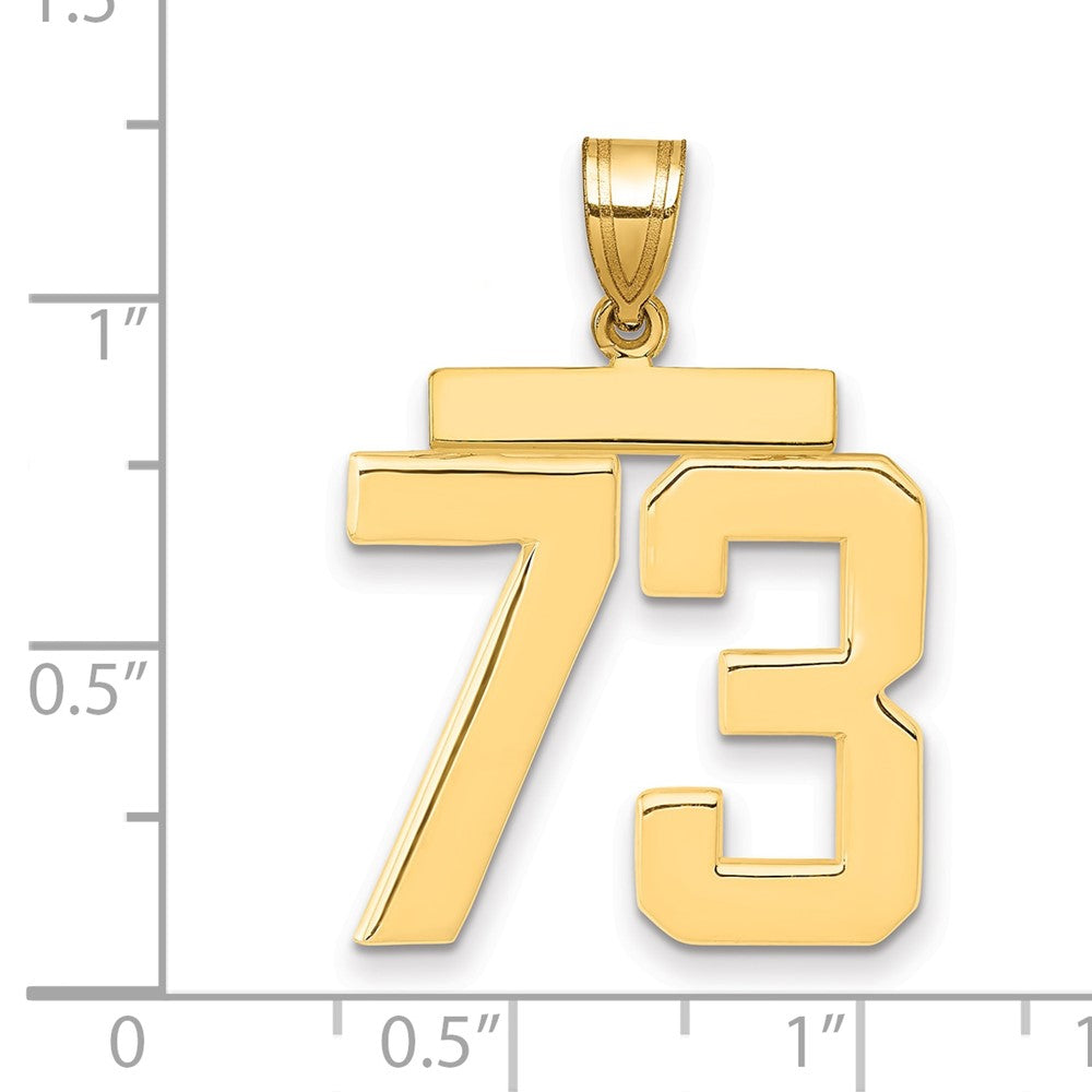 14K Gelbgold Großer Polierter Zahlen-Charm „73