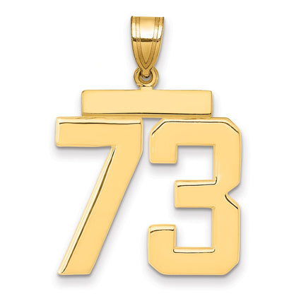 14K Gelbgold Großer Polierter Zahlen-Charm „73