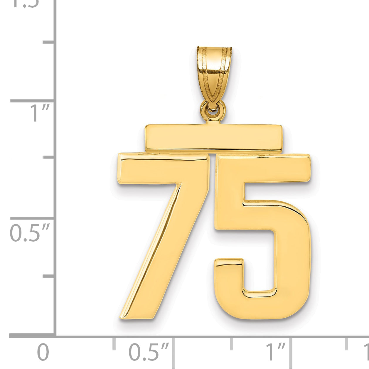 750 Gelbgold Charm mit Zahl "75", groß, poliert
