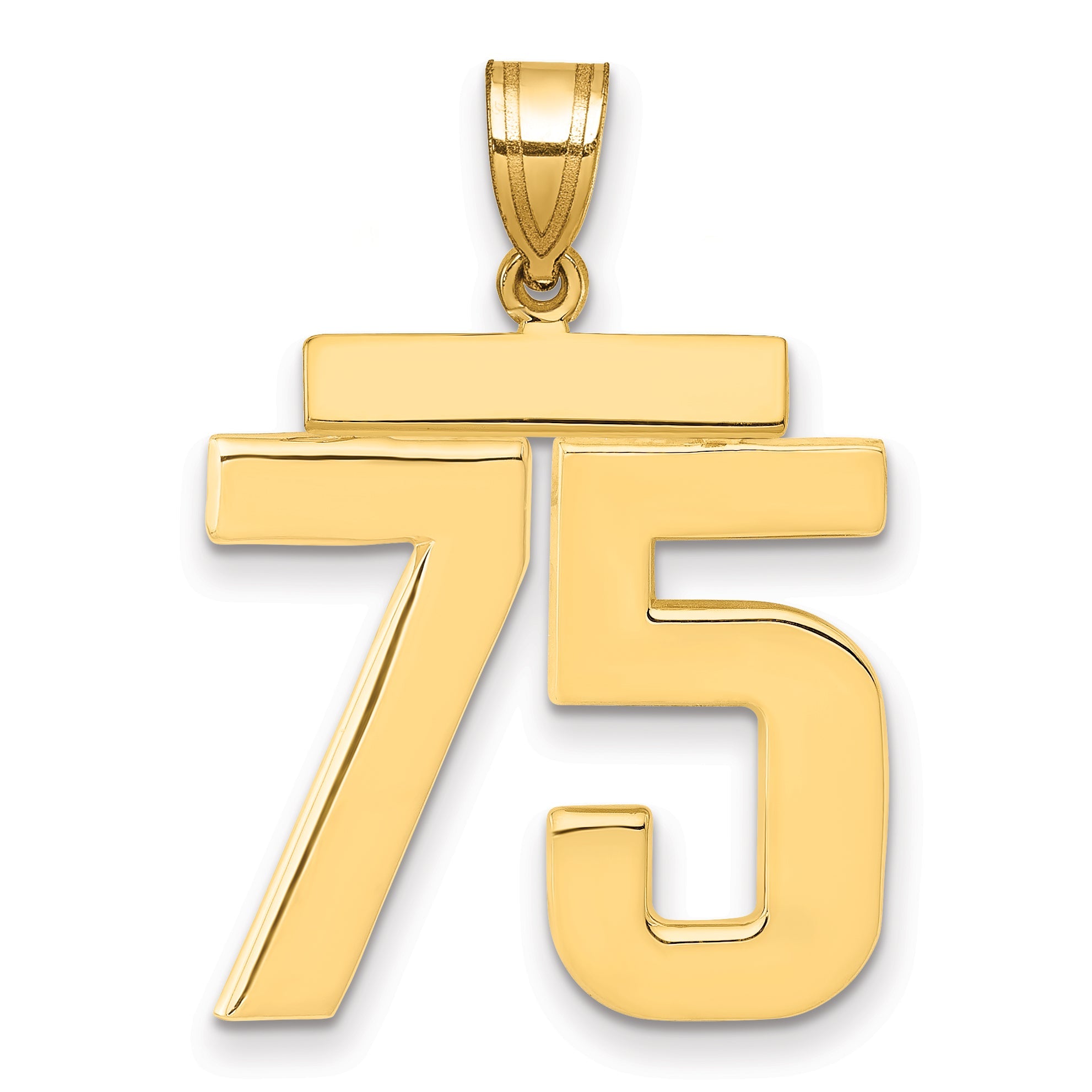 750 Gelbgold Charm mit Zahl "75", groß, poliert