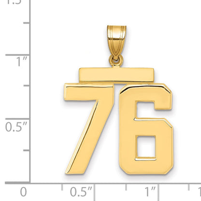 14K Gelbgold großer polierter Charm „Zahl 76“