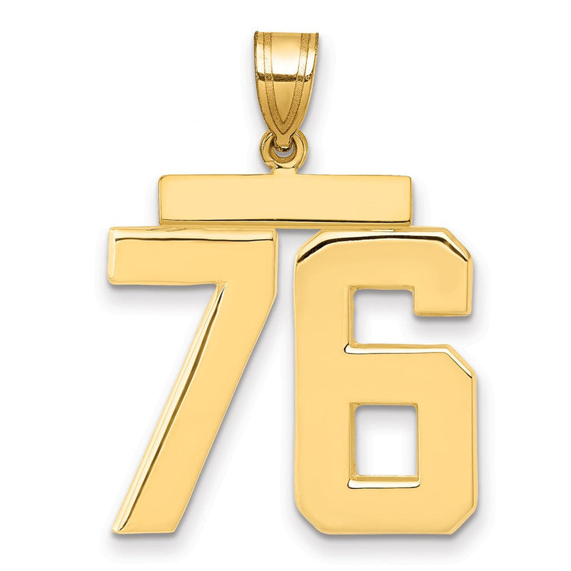 14K Gelbgold großer polierter Charm „Zahl 76“