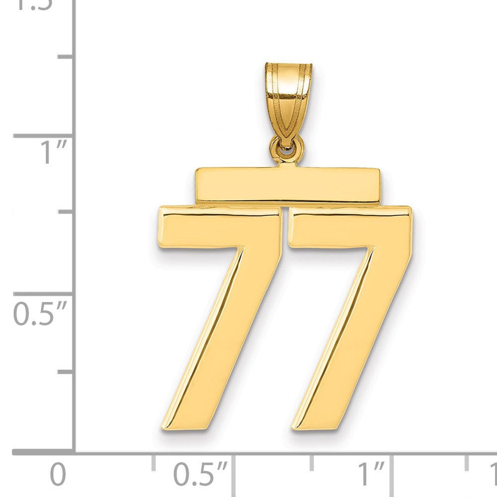 14K Gelbgold großer polierter Charm „Zahl 77“