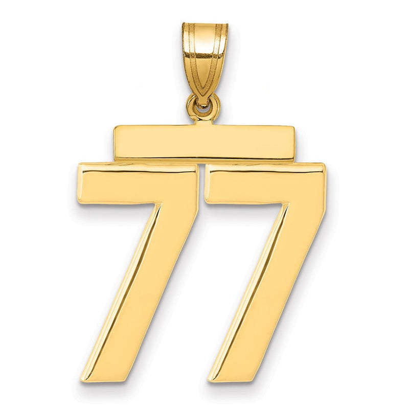 14K Gelbgold großer polierter Charm „Zahl 77“