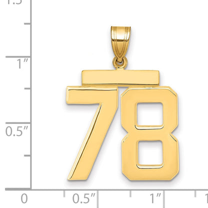 14K Gelbgold großer polierter Zahl-78-Charm