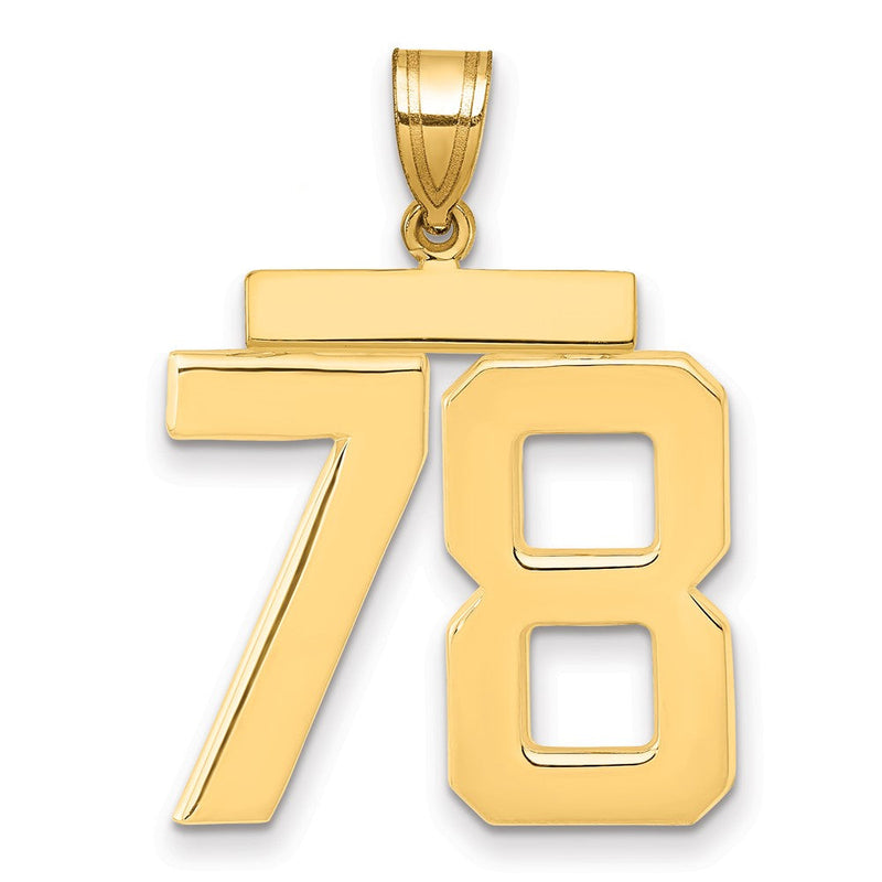 14K Gelbgold großer polierter Zahl-78-Charm